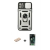 MARSİLYAN™- iPhone 11 Pro Kılıf Ahenk Klasik - Şeffaf 360 Full Body Arka Koruyucu + Renkli Kamera Lens Koruma Cam - MI