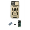 MARSİLYAN™- iPhone 11 Pro Kılıf Ahenk Klasik - Şeffaf 360 Full Body Arka Koruyucu + Shine Kamera Lens Koruma Cam - MI