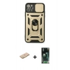 MARSİLYAN™- iPhone 11 Pro Kılıf Ahenk Klasik - Şeffaf 360 Full Body Arka Koruyucu + Renkli Kamera Lens Koruma Cam - SI