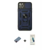 MARSİLYAN™- iPhone 11 Pro Kılıf Ahenk Klasik - Şeffaf Pasifik Cam Ekran Koruyucu + Metal Kamera Lens Koruma Cam - KI