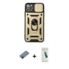 MARSİLYAN™- iPhone 11 Pro Kılıf Ahenk Klasik - Şeffaf Pasifik Cam Ekran Koruyucu + Metal Kamera Lens Koruma Cam - KI