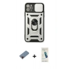 MARSİLYAN™- iPhone 11 Pro Kılıf Ahenk Klasik - Şeffaf Pasifik Cam Ekran Koruyucu + Metal Kamera Lens Koruma Cam - KI
