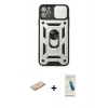 MARSİLYAN™- iPhone 11 Pro Kılıf Ahenk Klasik - Şeffaf Pasifik Cam Ekran Koruyucu + Renkli Kamera Lens Koruma Cam - SI