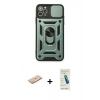MARSİLYAN™- iPhone 11 Pro Kılıf Ahenk Klasik - Şeffaf Pasifik Cam Ekran Koruyucu + Renkli Kamera Lens Koruma Cam - SI