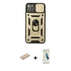 MARSİLYAN™- iPhone 11 Pro Kılıf Ahenk Klasik - Şeffaf Pasifik Cam Ekran Koruyucu + Renkli Kamera Lens Koruma Cam - SI