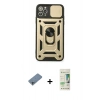 MARSİLYAN™- iPhone 11 Pro Kılıf Ahenk Klasik - Siyah 20D Premium Cam Ekran Koruyucu + Shine Kamera Lens Koruma Cam - SABE