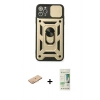 MARSİLYAN™- iPhone 11 Pro Kılıf Ahenk Klasik - Siyah 20D Premium Cam Ekran Koruyucu + Renkli Kamera Lens Koruma Cam - TU