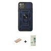 MARSİLYAN™- iPhone 11 Pro Kılıf Ahenk Klasik - Siyah 20D Premium Cam Ekran Koruyucu + Renkli Kamera Lens Koruma Cam - TU