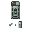 MARSİLYAN™- iPhone 11 Pro Kılıf Ahenk Klasik - Siyah 34D Hayalet Izgaralı Cam + Shine Kamera Lens Koruma Cam - GI