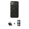 MARSİLYAN™- iPhone 11 Pro Kılıf Ahenk Klasik - Siyah 34D Hayalet Izgaralı Cam + Şeffaf Kamera Lens Koruma Cam