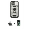 MARSİLYAN™- iPhone 11 Pro Kılıf Ahenk Klasik - Siyah 360 Mat Full Body Arka Koruyucu + Kamera Lens Koruma Cam - SF