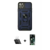 MARSİLYAN™- iPhone 11 Pro Kılıf Ahenk Klasik - Siyah 360 Mat Full Body Arka Koruyucu + Kamera Lens Koruma Cam - SF