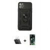 MARSİLYAN™- iPhone 11 Pro Kılıf Ahenk Klasik - Siyah 360 Mat Full Body Arka Koruyucu + Kamera Lens Koruma Cam - SF