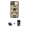 MARSİLYAN™- iPhone 11 Pro Kılıf Ahenk Klasik - Siyah 360 Mat Full Body Arka Koruyucu + Kamera Lens Koruma Cam - SF
