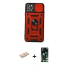 MARSİLYAN™- iPhone 11 Pro Kılıf Ahenk Klasik - Siyah 360 Mat Full Body Arka Koruyucu + Renkli Kamera Lens Koruma Cam - MI