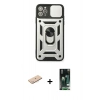 MARSİLYAN™- iPhone 11 Pro Kılıf Ahenk Klasik - Siyah 360 Mat Full Body Arka Koruyucu + Renkli Kamera Lens Koruma Cam - MI