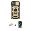 MARSİLYAN™- iPhone 11 Pro Kılıf Ahenk Klasik - Siyah 360 Mat Full Body Arka Koruyucu + Renkli Kamera Lens Koruma Cam - PE