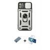 MARSİLYAN™- iPhone 11 Pro Kılıf Ahenk Klasik - Siyah 3D Antistatik Cam Ekran Koruyucu + Shine Kamera Lens Koruma Cam - MI