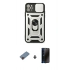 MARSİLYAN™- iPhone 11 Pro Kılıf Ahenk Klasik - Siyah 3D Antistatik Hayalet Cam Ekran Koruyucu + Metal Kamera Lens Koruma Cam - KI