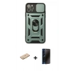 MARSİLYAN™- iPhone 11 Pro Kılıf Ahenk Klasik - Siyah 3D Antistatik Hayalet Cam Ekran Koruyucu + Renkli Kamera Lens Koruma Cam - SI
