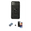MARSİLYAN™- iPhone 11 Pro Kılıf Ahenk Klasik - Siyah 3D Antistatik Mat Seramik Nano Ekran Koruyucu + Metal Kamera Lens Koruma Cam - KI