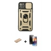 MARSİLYAN™- iPhone 11 Pro Kılıf Ahenk Klasik - Siyah 3D Antistatik Mat Seramik Nano Ekran Koruyucu + Renkli Kamera Lens Koruma Cam - TU
