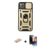 MARSİLYAN™- iPhone 11 Pro Kılıf Ahenk Klasik - Siyah 3D Antistatik Mat Seramik Nano Ekran Koruyucu + Renkli Kamera Lens Koruma Cam - PE