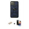 MARSİLYAN™- iPhone 11 Pro Kılıf Ahenk Klasik - Siyah 3D Antistatik Mat Seramik Nano Ekran Koruyucu + Renkli Kamera Lens Koruma Cam - YL