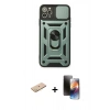 MARSİLYAN™- iPhone 11 Pro Kılıf Ahenk Klasik - Siyah 3D Antistatik Mat Seramik Nano Ekran Koruyucu + Renkli Kamera Lens Koruma Cam - PE