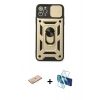 MARSİLYAN™- iPhone 11 Pro Kılıf Ahenk Klasik - Siyah 3D Antistatik Seramik Nano Ekran Koruyucu + Renkli Kamera Lens Koruma Cam - SI