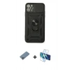 MARSİLYAN™- iPhone 11 Pro Kılıf Ahenk Klasik - Siyah 3D Antistatik Seramik Nano Ekran Koruyucu + Shine Kamera Lens Koruma Cam - SABE