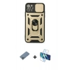 MARSİLYAN™- iPhone 11 Pro Kılıf Ahenk Klasik - Siyah 3D Antistatik Seramik Nano Ekran Koruyucu + Shine Kamera Lens Koruma Cam - SABE