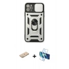 MARSİLYAN™- iPhone 11 Pro Kılıf Ahenk Klasik - Siyah 3D Antistatik Seramik Nano Ekran Koruyucu + Renkli Kamera Lens Koruma Cam - YL