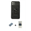 MARSİLYAN™- iPhone 11 Pro Kılıf Ahenk Klasik - Siyah 5D Hayalet Cam Ekran Koruyucu + Shine Kamera Lens Koruma Cam - SABE