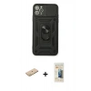 MARSİLYAN™- iPhone 11 Pro Kılıf Ahenk Klasik - Siyah 6D Mat Seramik Hayalet Nano Ekran Koruyucu + Renkli Kamera Lens Koruma Cam - PE