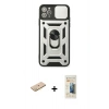 MARSİLYAN™- iPhone 11 Pro Kılıf Ahenk Klasik - Siyah 6D Mat Seramik Hayalet Nano Ekran Koruyucu + Renkli Kamera Lens Koruma Cam - PE