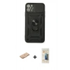 MARSİLYAN™- iPhone 11 Pro Kılıf Ahenk Klasik - Siyah 6D Mat Seramik Hayalet Nano Ekran Koruyucu + Renkli Kamera Lens Koruma Cam - TU