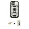 MARSİLYAN™- iPhone 11 Pro Kılıf Ahenk Klasik - Siyah 6D Mat Seramik Hayalet Nano Ekran Koruyucu + Renkli Kamera Lens Koruma Cam - TU