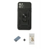 MARSİLYAN™- iPhone 11 Pro Kılıf Ahenk Klasik - Siyah Mat Seramik Nano Ekran Koruyucu + Shine Kamera Lens Koruma Cam - GS