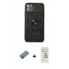 MARSİLYAN™- iPhone 11 Pro Kılıf Ahenk Klasik - Siyah Mat Seramik Nano Ekran Koruyucu + Metal Kamera Lens Koruma Cam - KI