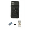 MARSİLYAN™- iPhone 11 Pro Kılıf Ahenk Klasik - Siyah Mat Seramik Nano Ekran Koruyucu + Shine Kamera Lens Koruma Cam - PE