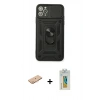 MARSİLYAN™- iPhone 11 Pro Kılıf Ahenk Klasik - Siyah Polymer Nano Ekran Koruyucu + Renkli Kamera Lens Koruma Cam - TU