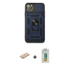MARSİLYAN™- iPhone 11 Pro Kılıf Ahenk Klasik - Siyah Polymer Nano Ekran Koruyucu + Renkli Kamera Lens Koruma Cam - SI