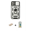 MARSİLYAN™- iPhone 11 Pro Kılıf Ahenk Klasik - Siyah Polymer Nano Ekran Koruyucu + Renkli Kamera Lens Koruma Cam - SI