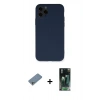 MARSİLYAN™- iPhone 11 Pro Kılıf Ahenk Serisi - Şeffaf 360 Full Body Arka Koruyucu + Gümüş Shine Kamera Lens Koruma Cam