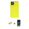 MARSİLYAN™- iPhone 11 Pro Kılıf Ahenk Serisi - Şeffaf 360 Full Body Arka Koruyucu + Renkli Kamera Lens Koruma Cam - MI