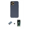 MARSİLYAN™- iPhone 11 Pro Kılıf Ahenk Serisi - Şeffaf 360 Full Body Arka Koruyucu + Pembe Shine Kamera Lens Koruma Cam