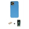 MARSİLYAN™- iPhone 11 Pro Kılıf Ahenk Serisi - Şeffaf 360 Full Body Arka Koruyucu + Renkli Kamera Lens Koruma Cam - SI