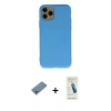 MARSİLYAN™- iPhone 11 Pro Kılıf Ahenk Serisi - Şeffaf Pasifik Cam Ekran Koruyucu + Shine Kamera Lens Koruma Cam - MI
