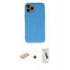 MARSİLYAN™- iPhone 11 Pro Kılıf Ahenk Serisi - Şeffaf Pasifik Cam Ekran Koruyucu + Renkli Kamera Lens Koruma Cam - SI